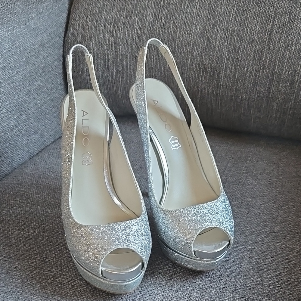 ALDO Women's Silver Slingback Heels